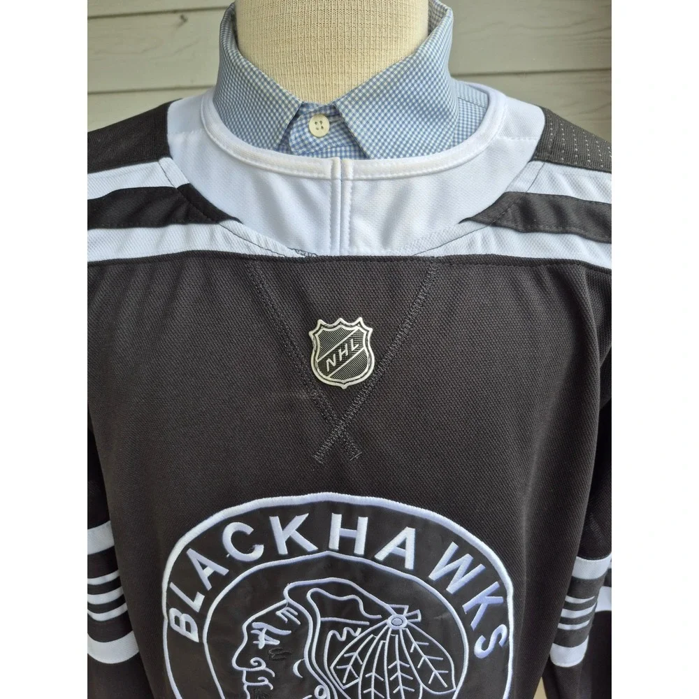 Chicago Blackhawks NHL Jersey Black White 2019 Gustafsson Winter Classic Mens 56